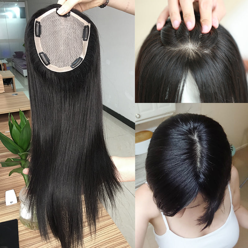 Best Selling High Quality Clip in Silk Top Hair Replacement Women Topper Wig Indian Remy Human Hair Toupee