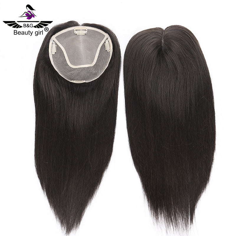 14 inch No Bangs Real Human Hair Topper 130% Density 6x6.5 Inch Mono Base Middle Part Upgrade