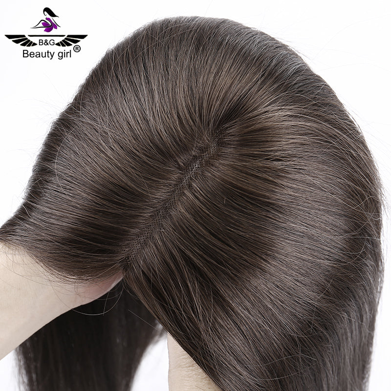 Woman Topper Human Hair Mono Toupee for Women Natural Straight European Cuticle Remy Hair Pieces