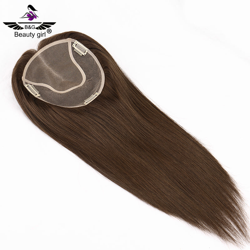 Top Quality Dark Brown Highlighted Long Mono Hair Toppers for Women Human Hair Cuticle Aligned Virgin Human Hair Toupee