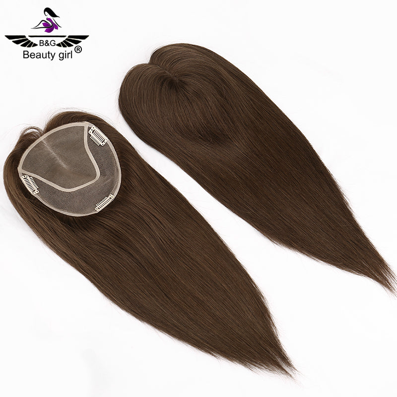 Top Quality Dark Brown Highlighted Long Mono Hair Toppers for Women Human Hair Cuticle Aligned Virgin Human Hair Toupee