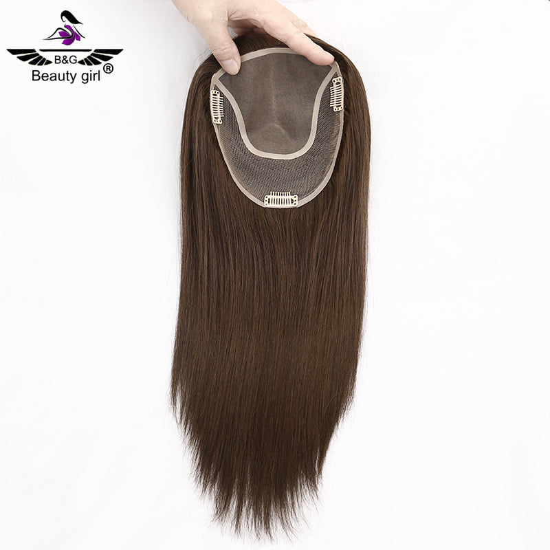 Top Quality Dark Brown Highlighted Long Mono Hair Toppers for Women Human Hair Cuticle Aligned Virgin Human Hair Toupee