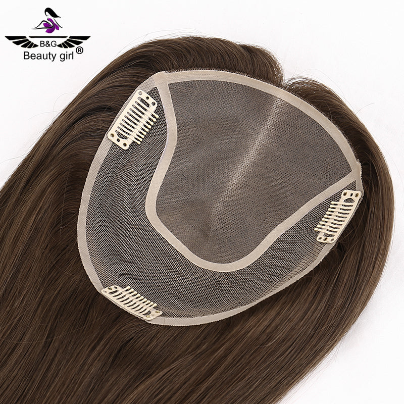 Top Quality Dark Brown Highlighted Long Mono Hair Toppers for Women Human Hair Cuticle Aligned Virgin Human Hair Toupee