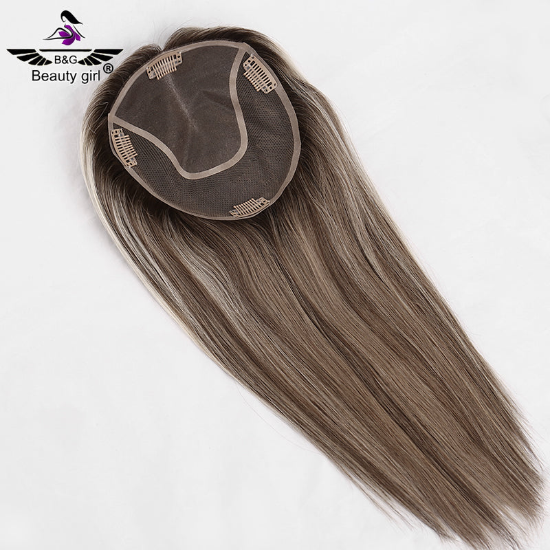 High Quality Woman Topper Human Hair Mono Toupee for Women Natural Straight Cuticle Remy Har