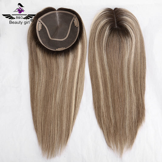 130% Density Size 6x6.5 Remy Human Hair Highlight Piano Color  Mono Base Hair Topper for Hair Loss