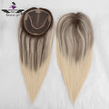 100% Virgin Human Hair Topper Blonde Clip in Hair Pieces Jewish Kosher 6x6.5 Mono Base Toupee for Women