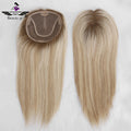 Hot Sale Remy Human Hair Bigger Size 6x6.5 Inch Blonde Highlight Hand Tied Mono Base Topper for Women