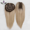 Lady Hair Hot Sale Real European Remy Human Hair Ombre Blonde With Highlights Mono Base Hair Topper