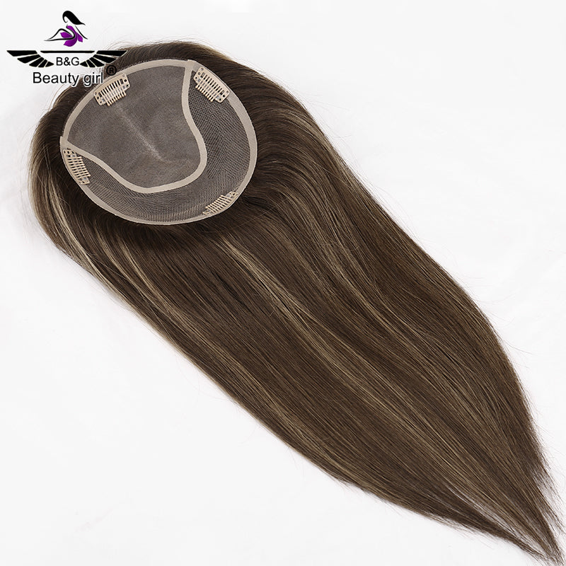 100% Cuticle Aligned Human Hair Topper for Woman Mono Base Kosher Jewish Toupee with Pu