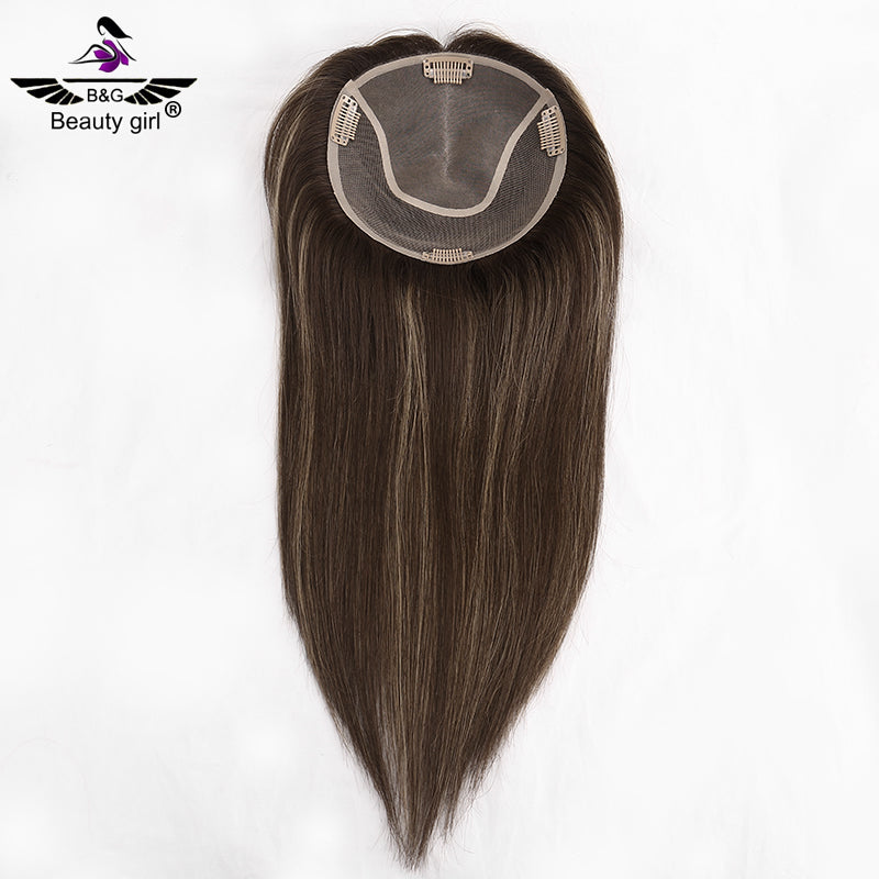 100% Cuticle Aligned Human Hair Topper for Woman Mono Base Kosher Jewish Toupee with Pu