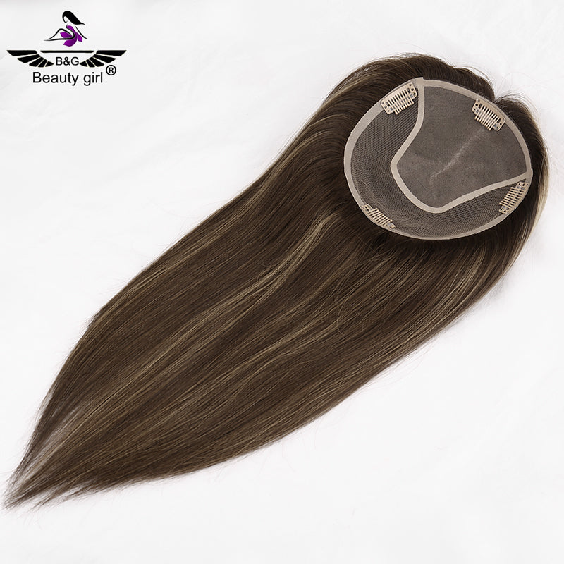 100% Cuticle Aligned Human Hair Topper for Woman Mono Base Kosher Jewish Toupee with Pu