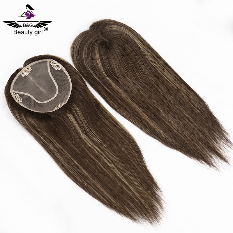100% Cuticle Aligned Human Hair Topper for Woman Mono Base Kosher Jewish Toupee with Pu