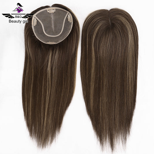 100% Cuticle Aligned Human Hair Topper for Woman Mono Base Kosher Jewish Toupee with Pu