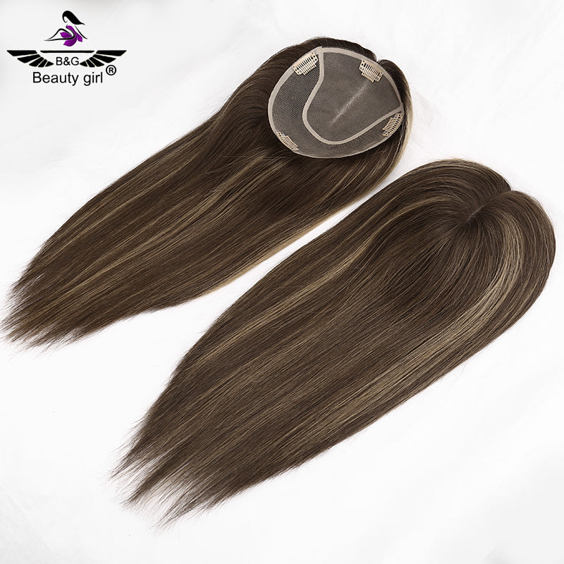 100% Cuticle Aligned Human Hair Topper for Woman Mono Base Kosher Jewish Toupee with Pu