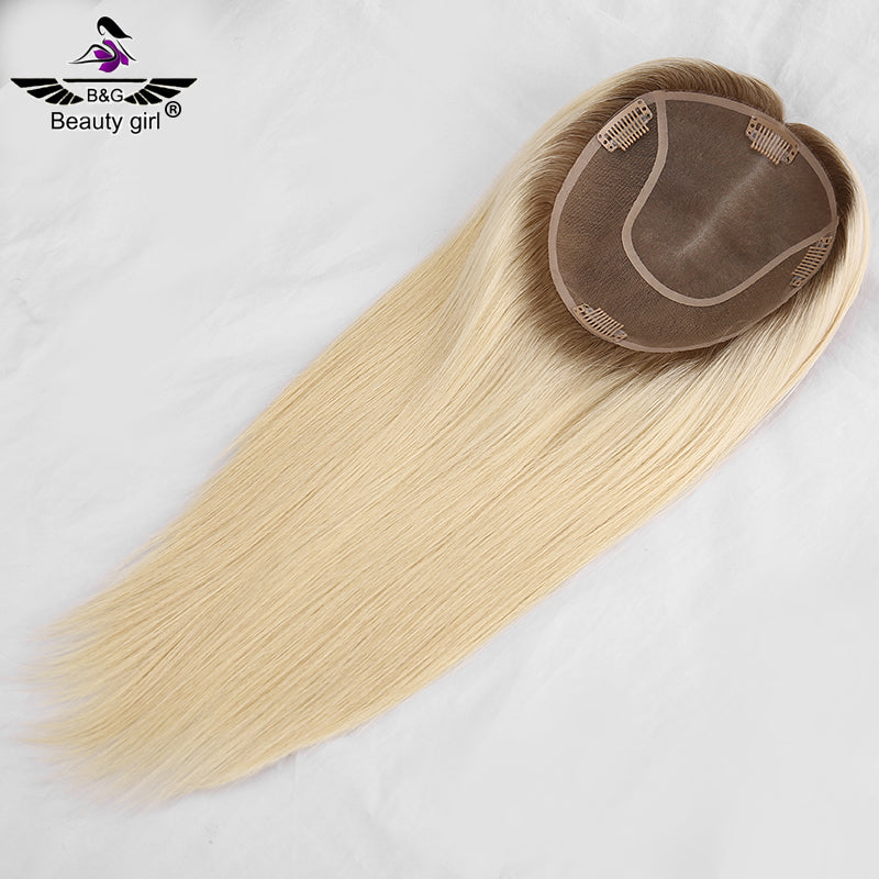 High Quality Blonde Mono Human Hair Topper for Women 6x6.5 Mono Toupee European Remy Hair Topper Hairpieces