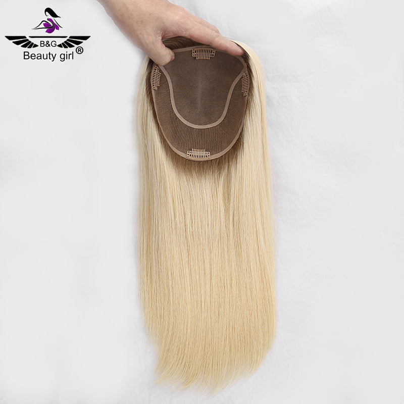 High Quality Blonde Mono Human Hair Topper for Women 6x6.5 Mono Toupee European Remy Hair Topper Hairpieces