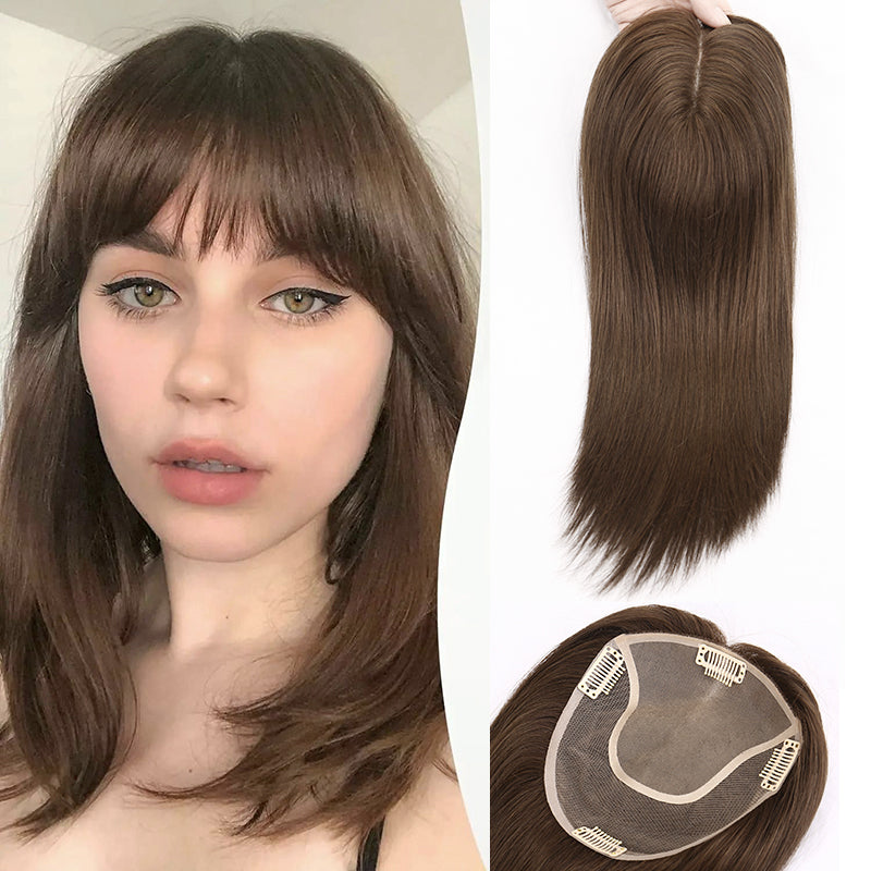 Top Quality Dark Brown Highlighted Long Mono Hair Toppers for Women Human Hair Cuticle Aligned Virgin Human Hair Toupee