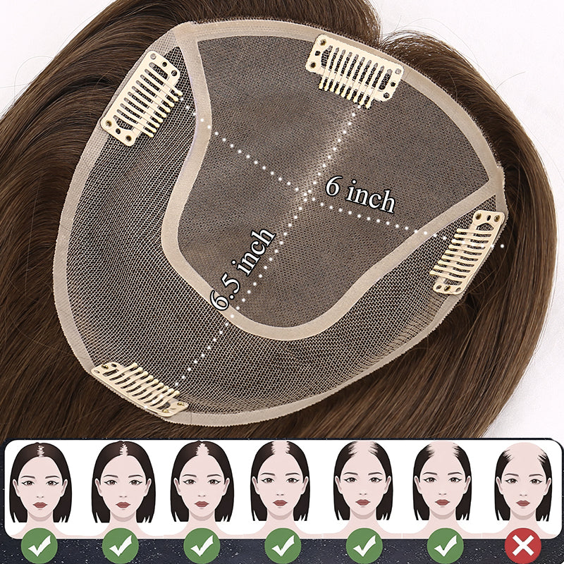 Top Quality Dark Brown Highlighted Long Mono Hair Toppers for Women Human Hair Cuticle Aligned Virgin Human Hair Toupee