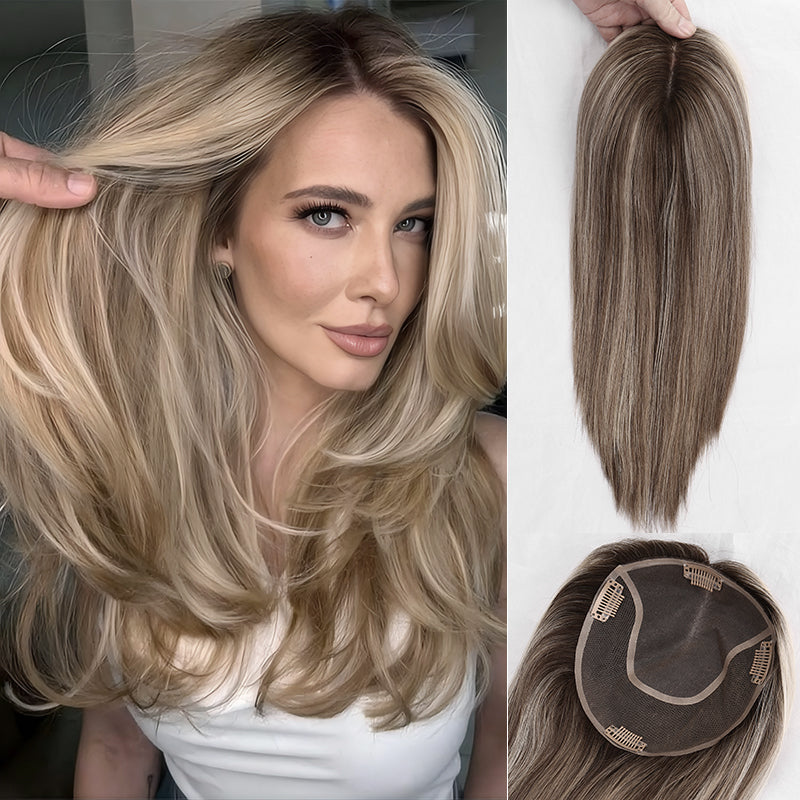 High Quality Woman Topper Human Hair Mono Toupee for Women Natural Straight Cuticle Remy Har