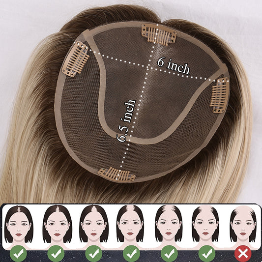 Lady Hair Hot Sale Real European Remy Human Hair Ombre Blonde With Highlights Mono Base Hair Topper