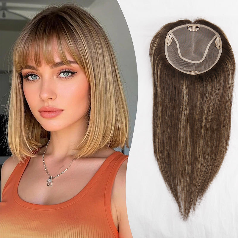 100% Cuticle Aligned Human Hair Topper for Woman Mono Base Kosher Jewish Toupee with Pu