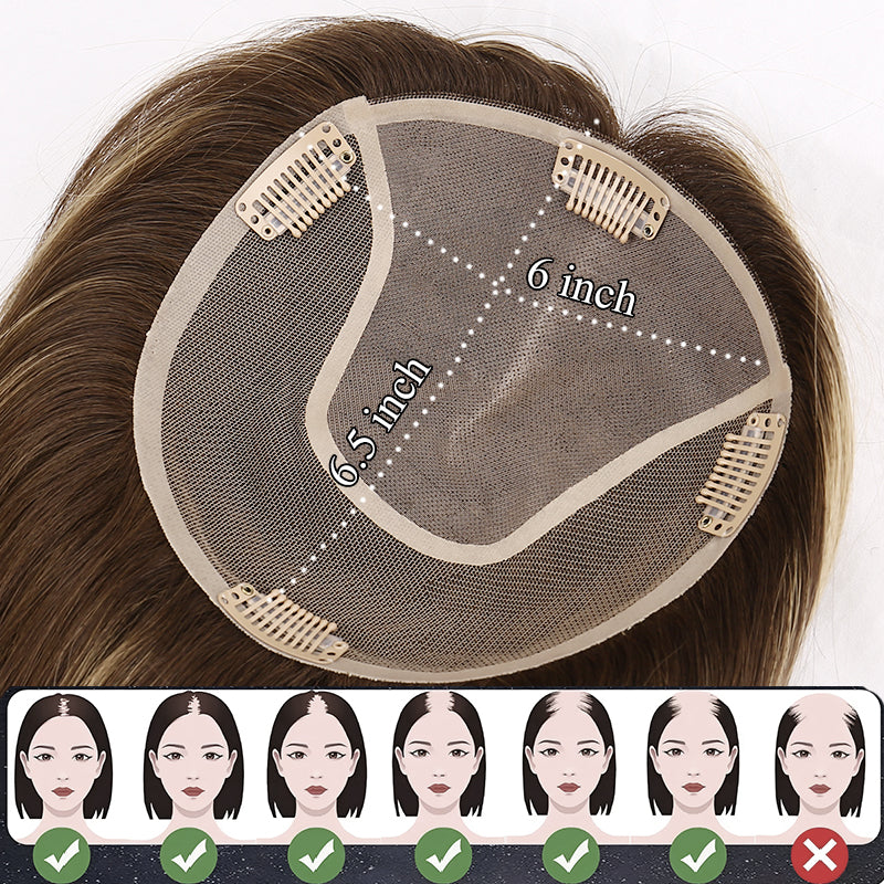 100% Cuticle Aligned Human Hair Topper for Woman Mono Base Kosher Jewish Toupee with Pu