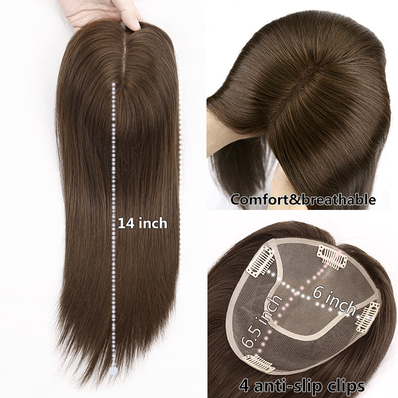 Top Quality Dark Brown Highlighted Long Mono Hair Toppers for Women Human Hair Cuticle Aligned Virgin Human Hair Toupee