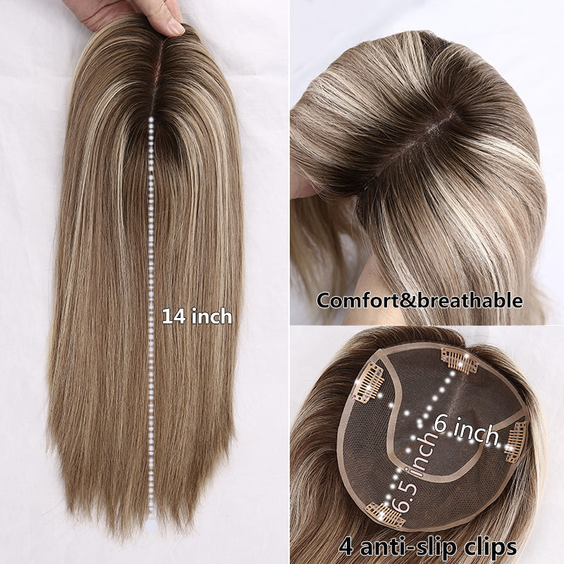 130% Density Size 6x6.5 Remy Human Hair Highlight Piano Color  Mono Base Hair Topper for Hair Loss