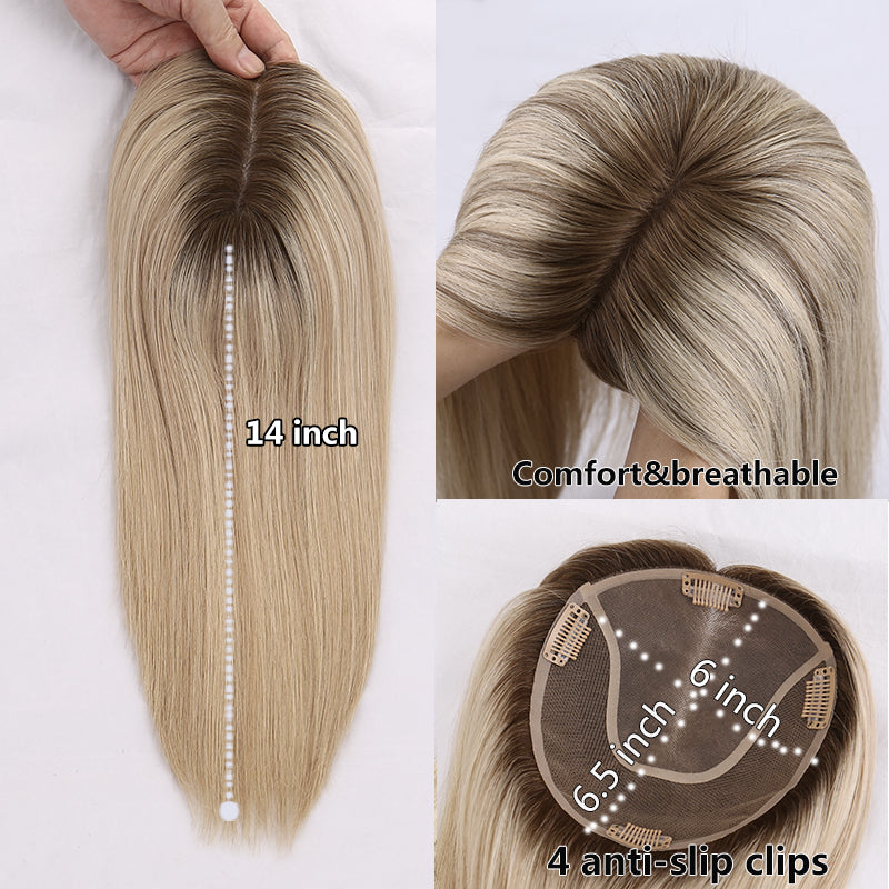 Lady Hair Hot Sale Real European Remy Human Hair Ombre Blonde With Highlights Mono Base Hair Topper