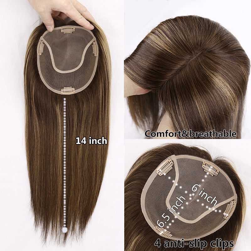 100% Cuticle Aligned Human Hair Topper for Woman Mono Base Kosher Jewish Toupee with Pu