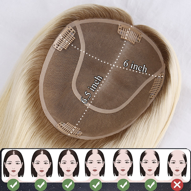 High Quality Blonde Mono Human Hair Topper for Women 6x6.5 Mono Toupee European Remy Hair Topper Hairpieces