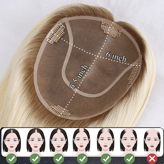 High Quality Blonde Mono Human Hair Topper for Women 6x6.5 Mono Toupee European Remy Hair Topper Hairpieces