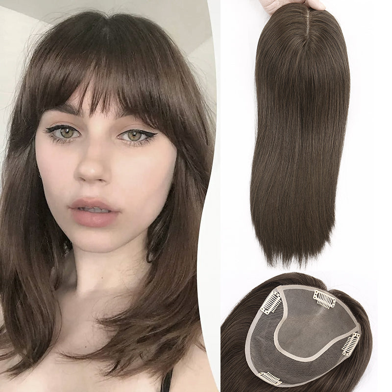Woman Topper Human Hair Mono Toupee for Women Natural Straight European Cuticle Remy Hair Pieces